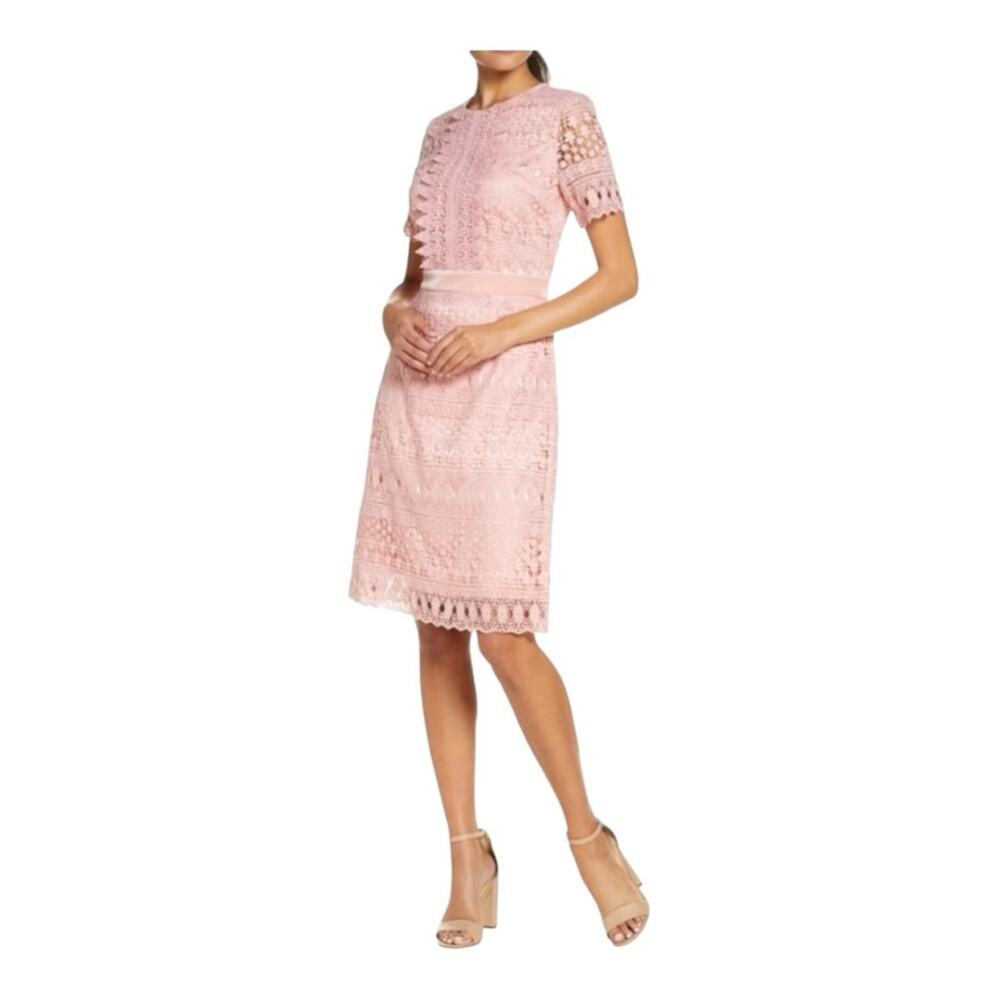 Rachel Parcell Pink Lace Floral Mini/Midi Dress M NWT